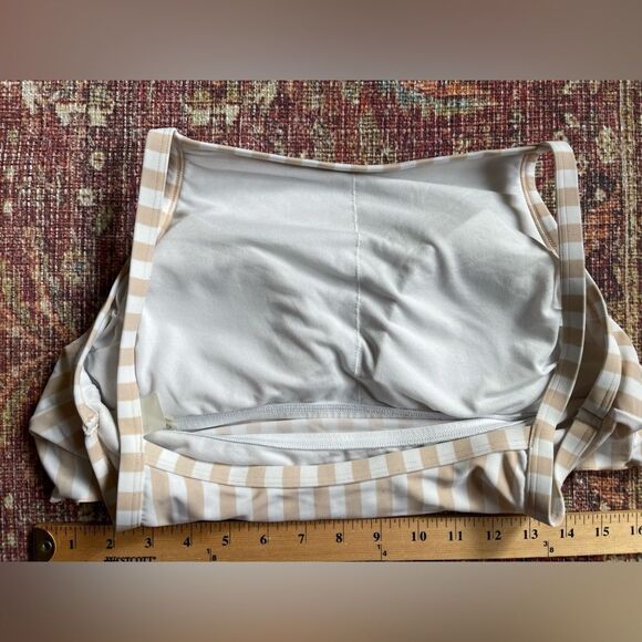 Hollister Swim Striped Beige and White ruffle bottom detail Bikini top - Picture 5 of 7